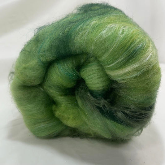 "Blades of Green" (GAB13) ~ Superb Art Batt, 4.0 oz with video of art batt inside listing!